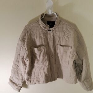 7 For All Mankind Women's Quilted Jacket in Cream Missing Size Tag